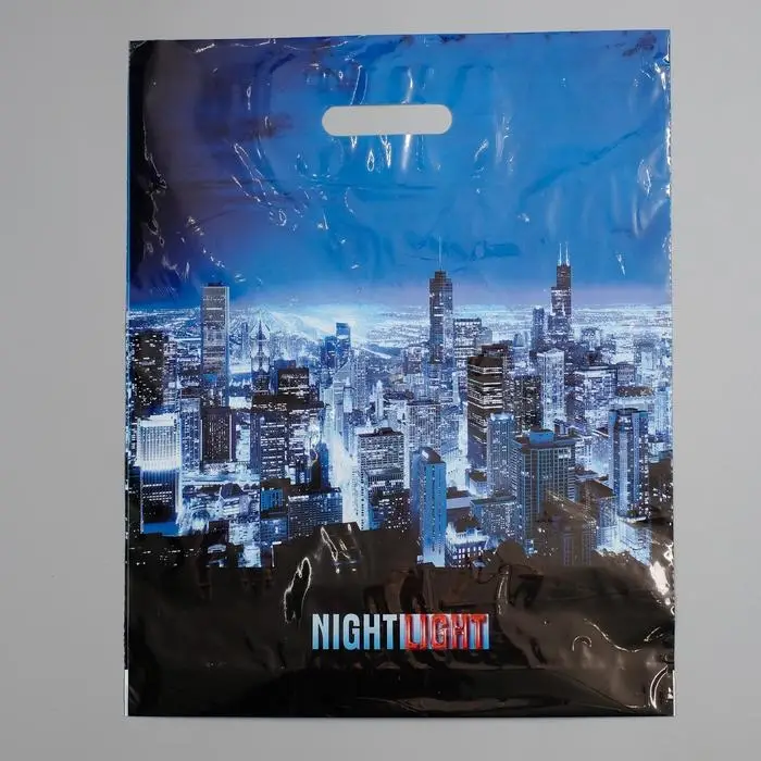 Пакет &laquo;Ночные огни&raquo;, полиэтиленовый с вырубной ручкой, 38&times;47 см, 60 мкм