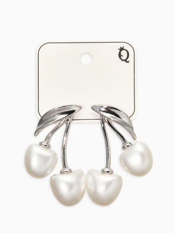 Серьги жемчуг "Вишня", цвет белый в серебре