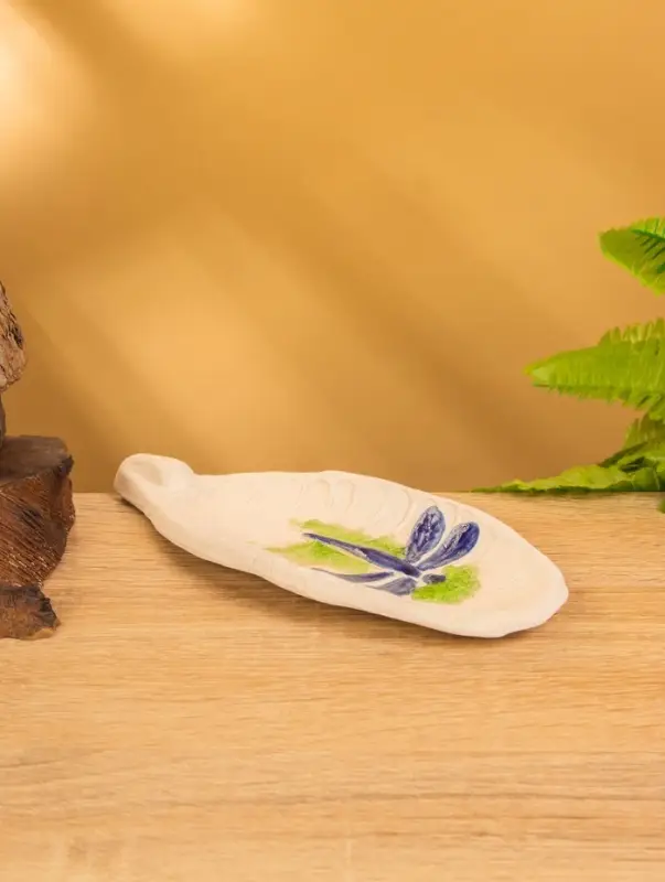 Подставка под благовония "Стрекоза" керамика, цв. синий, 17х7х1 см