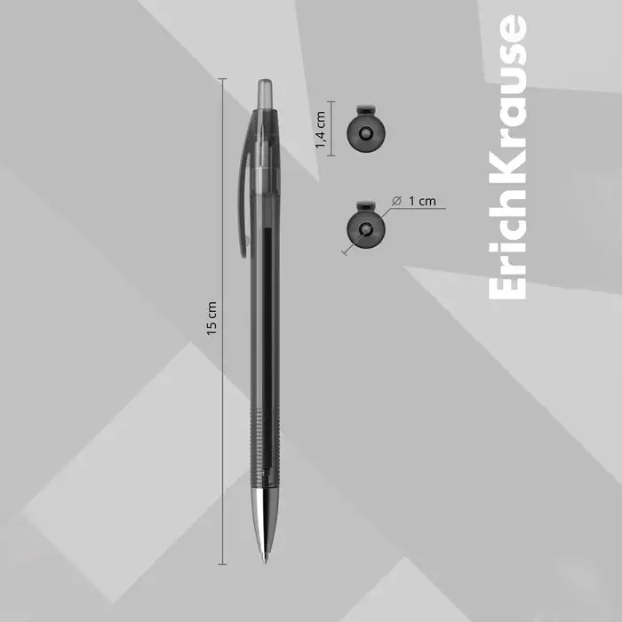 Ручка гелевая автоматическая ErichKrause R-301 Original Gel Matic, узел 0.5 мм, чернила чёрные, длина линии письма 500 метров