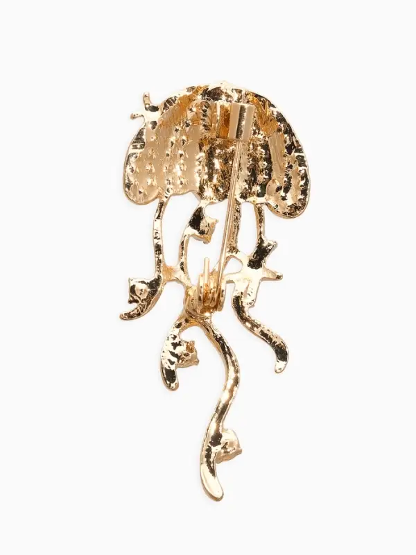 Брошь "Медуза", цвет белый в золоте