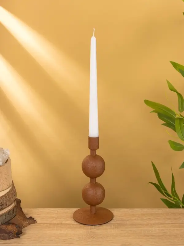 Подсвечник на 1 свечу &laquo;Бисквит&raquo;, с 2 сферами, 8.5&times;8.5&times;18 +/- 1 см