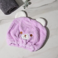 Чалма для сушки волос Доляна &laquo;Медвежонок&raquo;, микрофибра, цвет розовый