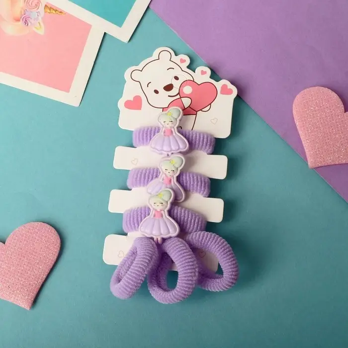 Резинка для волос "Мишутка" (набор 6 шт) принцесса, сиреневый