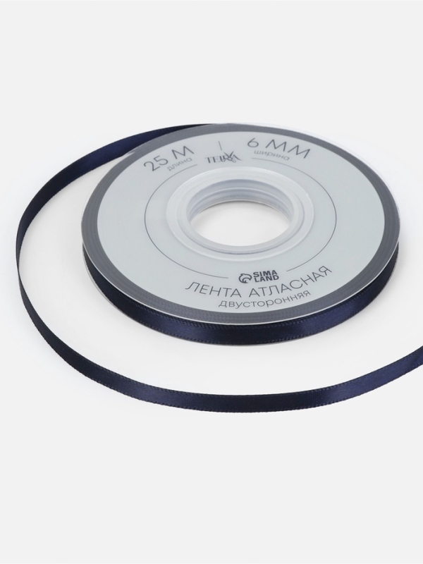 Лента атласная двухсторонняя №330 6мм*25&plusmn;1м кобальт TR