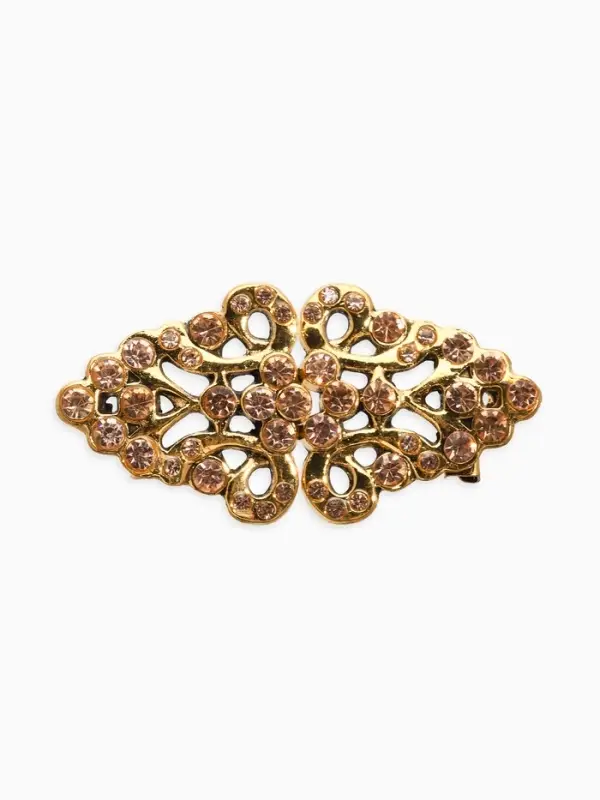 Зажим для кардигана "Ажур", бутоны, цвет золотой в черненом золоте