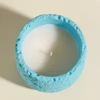 Свеча в вулканическом подсвечнике "Лава" голубая 8,5х8,5х7,5 см