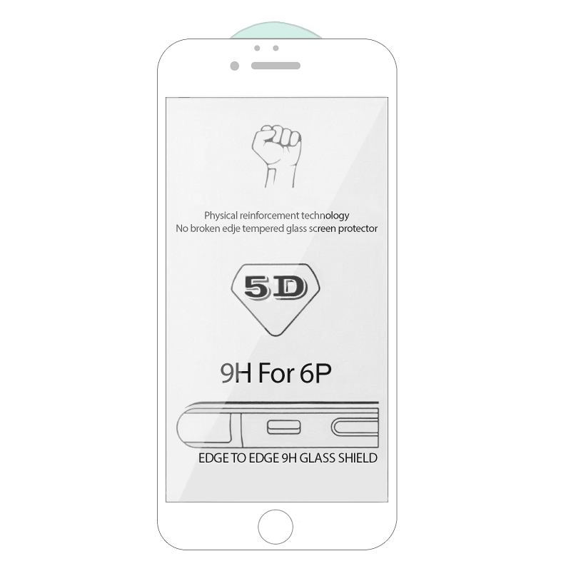 Защитное стекло iPh 6 Plus 5D 0.3mm без упаковки белое (без возврата и обмена)