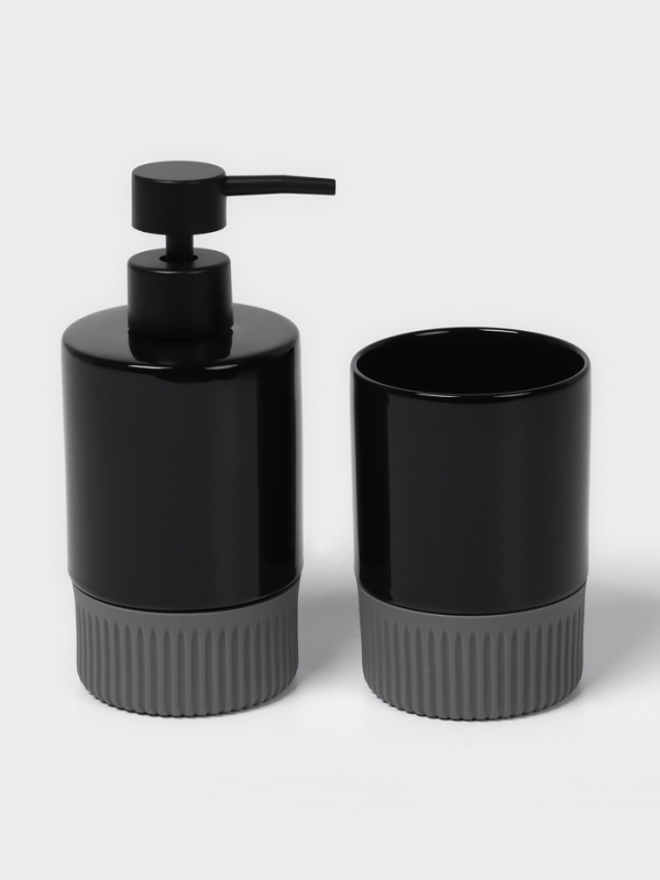 Набор для ванной "Глянец" 3 предмета (дозатор для мыла, стакан, мыльница)