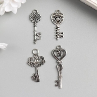 Металлический элемент, декоративная подвеска &laquo;Арт Узор. Ключики&raquo;, набор 4 шт.