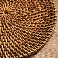 Коврик сервировочный плетеный круглый ротанг,    15х15х0,5 см