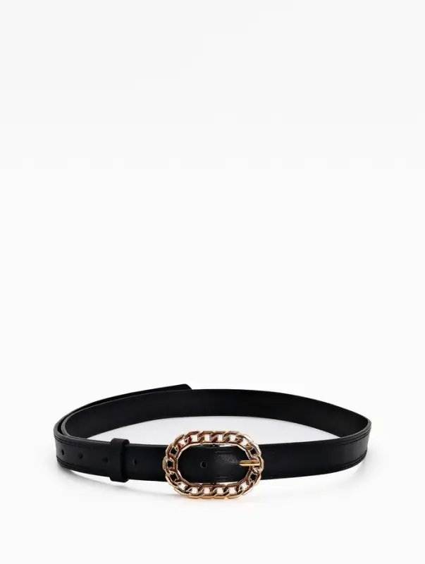 Ремень жен 04-01-01-01, Июнь2503, 2,5*0,3*110 см, без винта, пряж золото, 1 прокол, черный   1090312