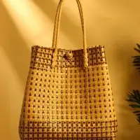 Сумка плетёная пластиковая 40х20х55 см, цв. бежевый