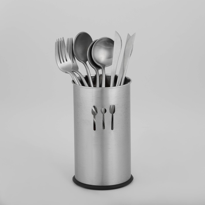 Подставка из нержавеющей стали для столовых приборов Доляна &laquo;Индия&raquo;, 10,5&times;18 см