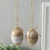 Декор пасхальный "Крашенные яички с белыми узорами" набор 6 шт 4х4х6 см