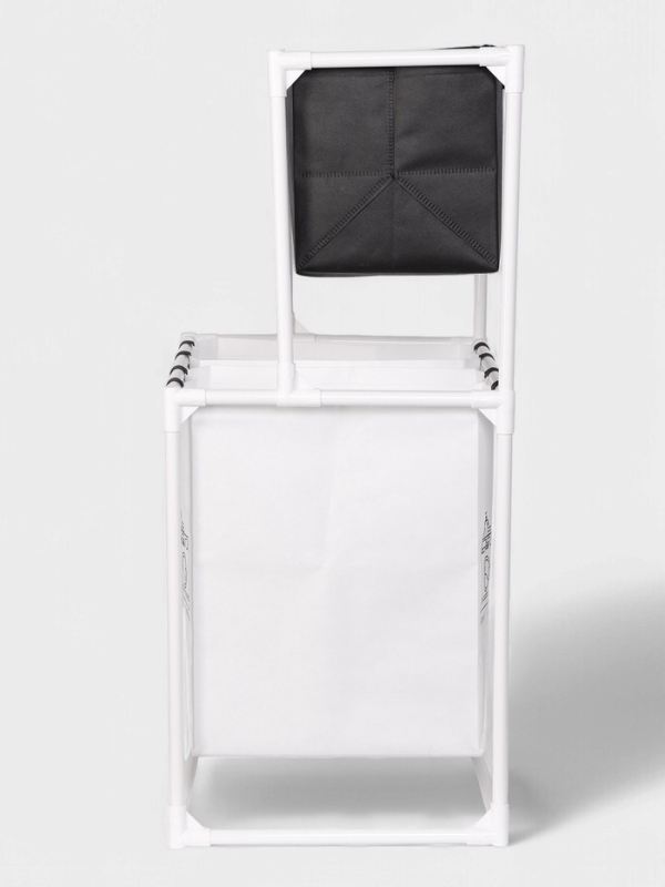 Корзина для белья складная 56х39х95 см, цвет черный, белый