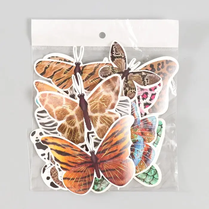 Бабочки картон "Шкуры животных" набор 12 шт h=4-10 см