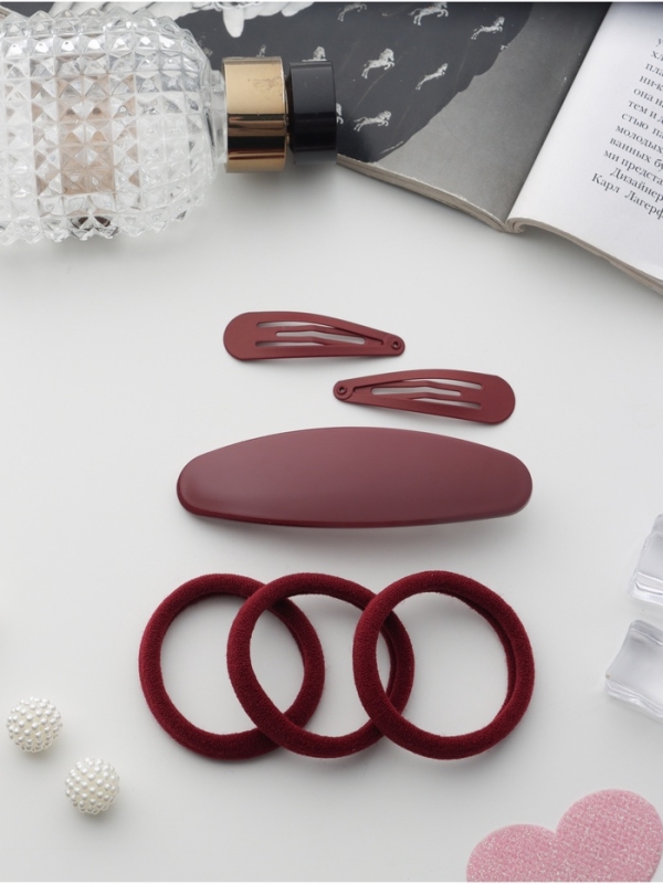 Набор для волос "Авиталь" (3 резинки 6 см, заколка-автомат 9 см, 2 невидимки 4,5 см) бордо   1069156