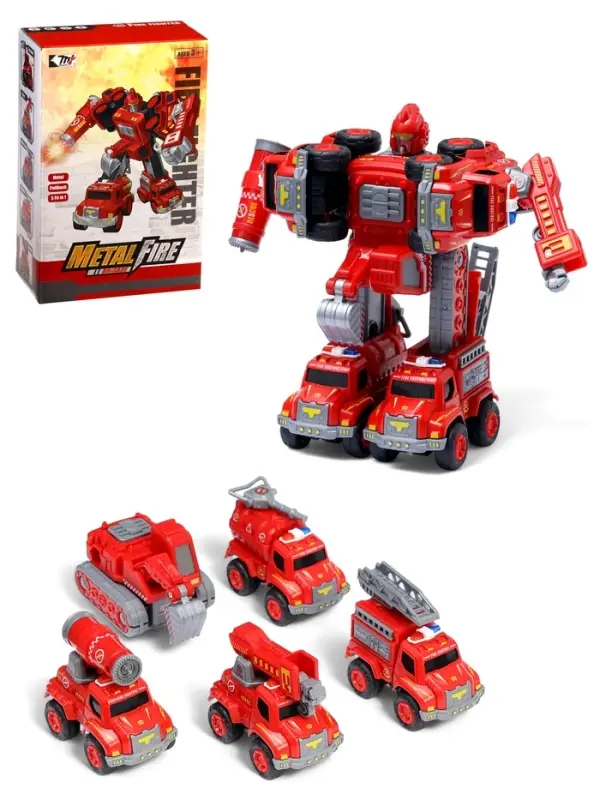 Робот-трансформер &laquo;Огнеборец&raquo; 5в1, собирается из 5 машинок, подвижные детали