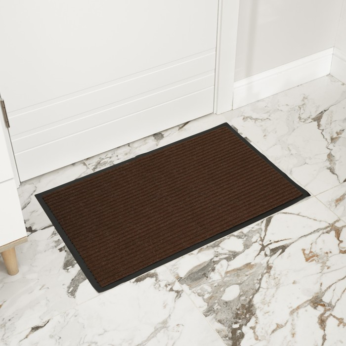 Коврик придверный влаговпитывающий, ребристый, &laquo;Стандарт&raquo;, 50&times;80 см, цвет коричневый