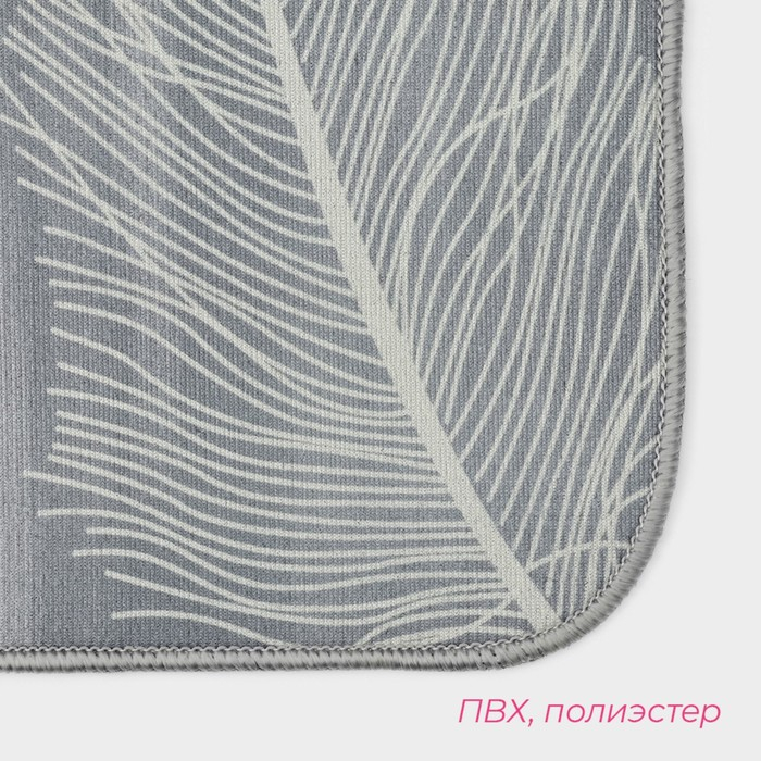 Набор ковриков для ванной и туалета Доляна &laquo;Пёрышки&raquo;, 2 шт, 50&times;80 см, 40&times;50 см, цвет серый