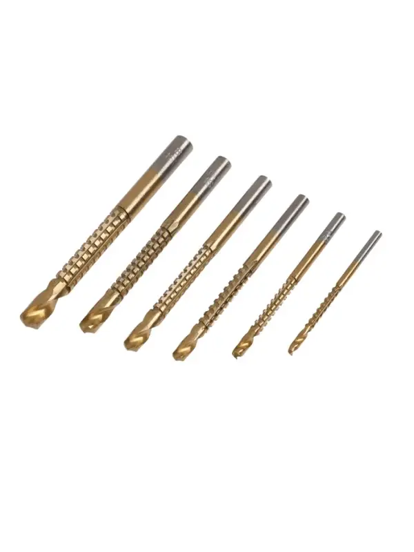Набор сверл фрезерных универсальных ТУНДРА, HSS, TiN, цилиндр. хвостовик, 3 - 8 мм, 6 шт.