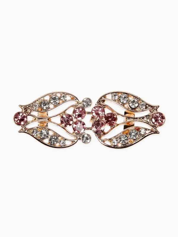 Зажим для кардигана "Ажур", бутон, цвет бело-золотой в золоте