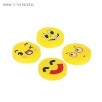 Набор ластиков фигурных Веселые смайлы 4шт в блистере микс