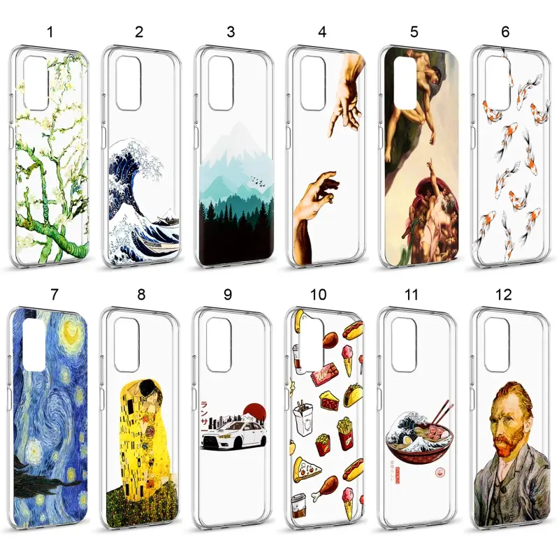 Чехол Xiaomi Poco M3 TPU 1.0mm прозрачный с принтами в ассортименте