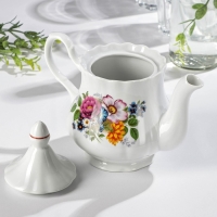 Чайник заварочный Добрушский завод &laquo;Букет цветов&raquo;, 800 мл, фарфор, белый