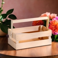 Кашпо деревянное 24.5&times;13.5&times;9 см "Двушка Лайт", двухреечное, натуральный Дарим Красиво