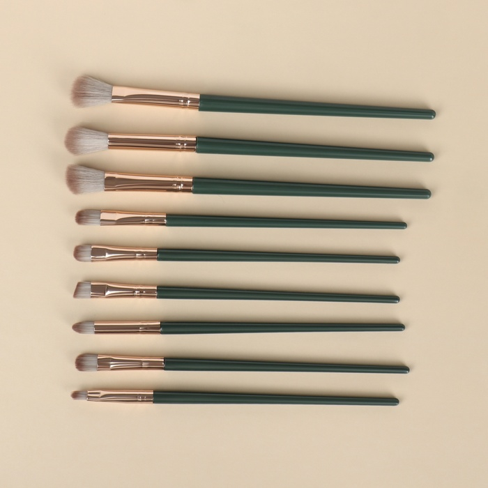 Набор кистей для макияжа &laquo;Lillian&raquo;, 14 предметов, футляр на завязках, цвет зелёный/серый