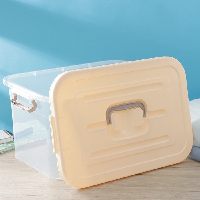 Контейнер для хранения с крышкой Доляна, 15 л, 41,5&times;27&times;22 см, цвет бежевый