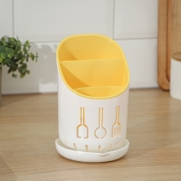 Подставка для столовых приборов Доляна, 3 отделения, 12&times;12&times;9 см, цвет МИКС