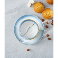 Чайная пара фарфоровая Magistro &laquo;Пэвэти&raquo;, 2 предмета: чашка 220 мл, блюдце d=16,5 см, цвет голубой