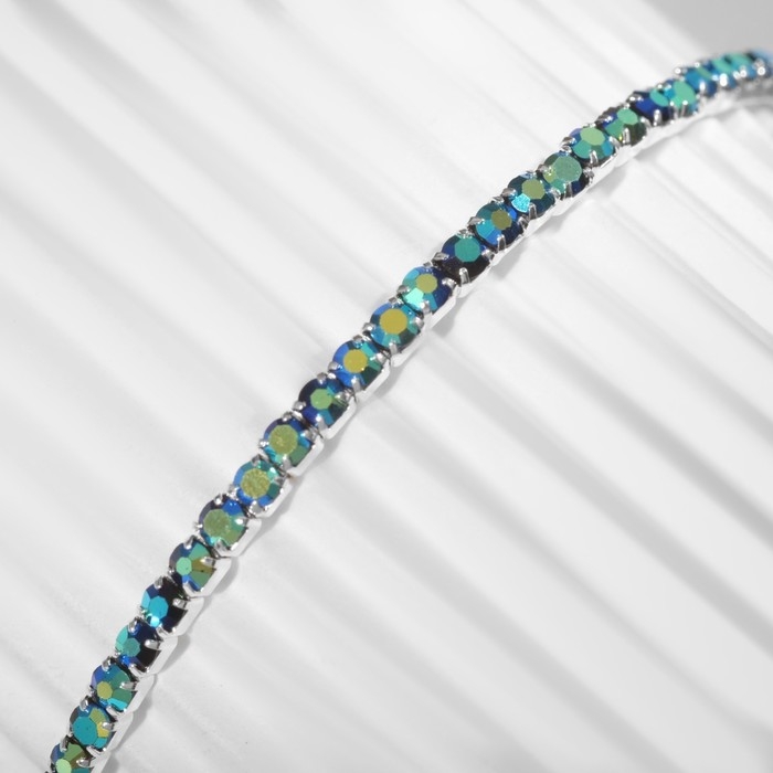 Браслет &laquo;Лёд&raquo; 1 ряд, цвет сине-зелёный в серебро, 7 см