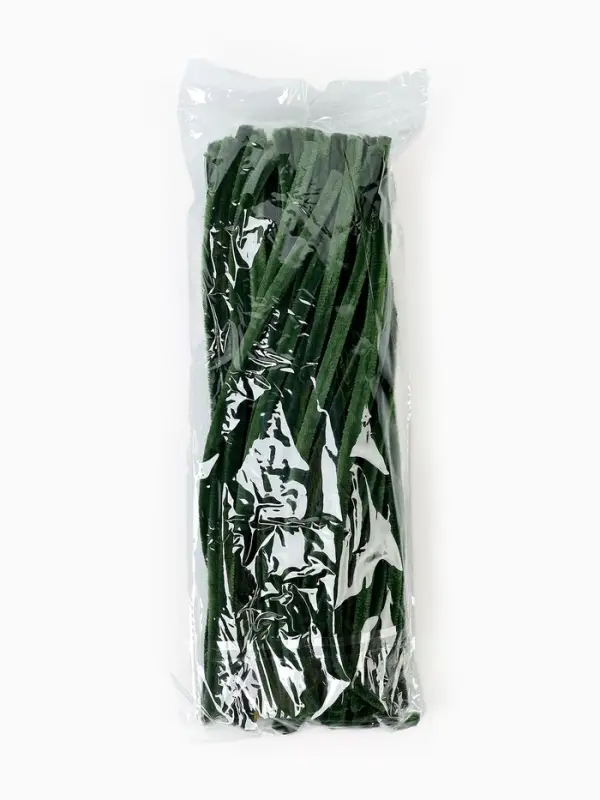 Синельная проволока, набор 100 шт, размер 1 шт 30х0,8 см, цвет зелёный