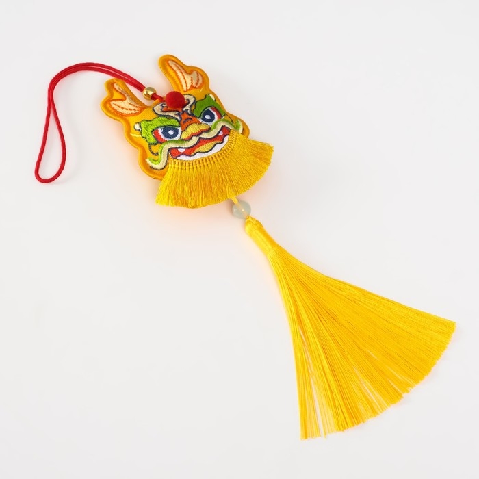 Подвеска-саше текстиль "Дракон" жёлтая 2х7,5х24 см