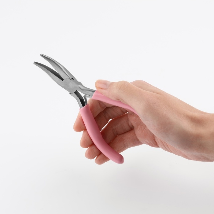 Тонкогубцы изогнутые, для рукоделия, 13 &times; 6,5 см, цвет серебряный/розовый
