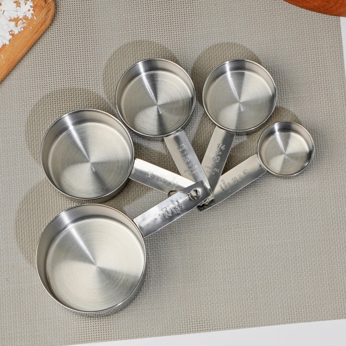 Набор мерных ложек Доляна &laquo;Кристалл&raquo;, 5 шт: 30/60/80/125/250 мл, нержавеющая сталь, серебристый