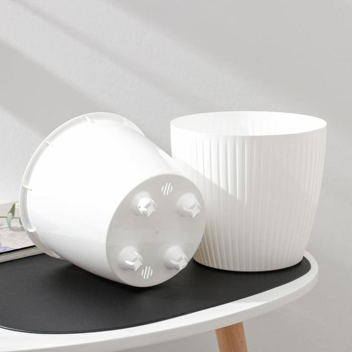 Кашпо с дренажной системой &laquo;Эви&raquo;, 3 л, d=18, цвет белый