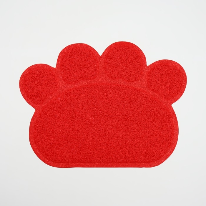 Коврик 2-в-1 под миску/туалет животных "Лапка", 40 х 30 см, красный