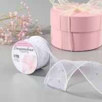 Лента капроновая &laquo;Волна&raquo;, с блёстками, 50 мм, 9 &plusmn; 1 м, цвет белый