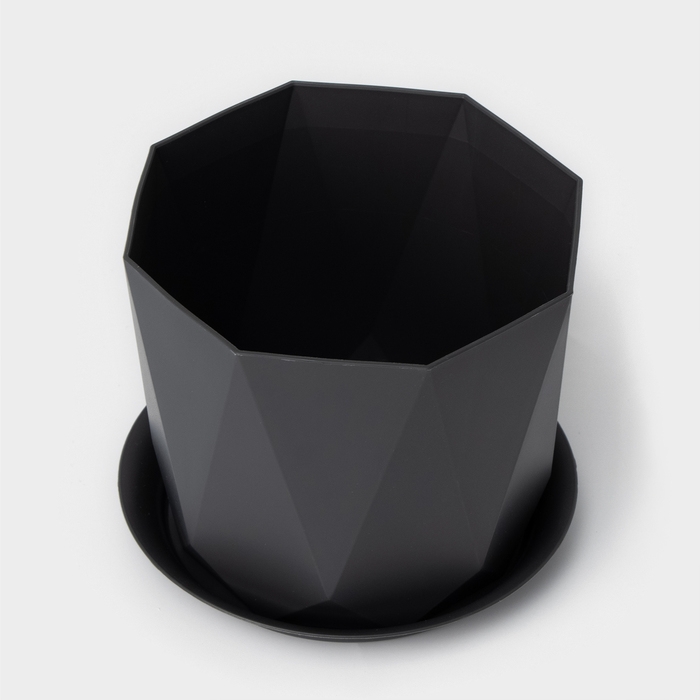 Горшок для цветов с поддоном &laquo;Призма&raquo;, 1 л, цвет графитовый