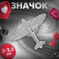 Значок &laquo;Самолёт&raquo;, цвет серебро