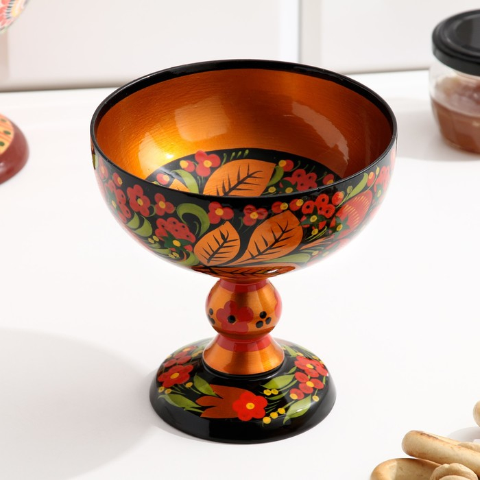 Конфетница,  14&times;14 см, хохлома