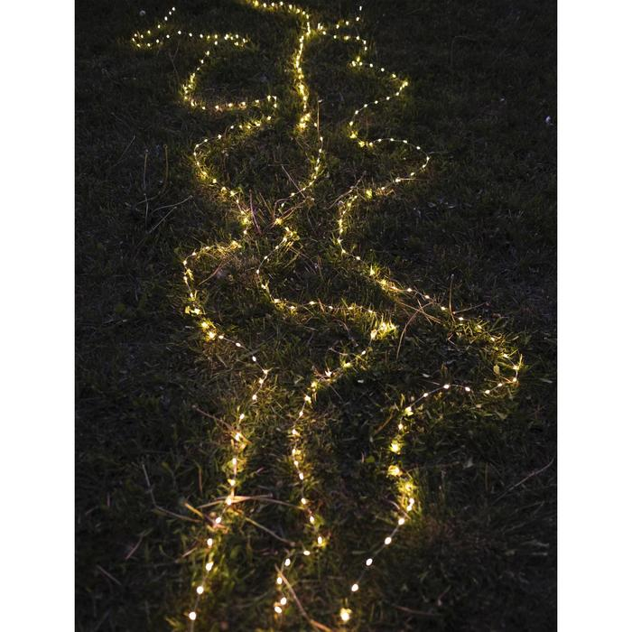 Гирлянда &laquo;Нить&raquo; 10 м роса, IP20, серебристая нить, 100 LED, свечение тёплое белое, 12 В