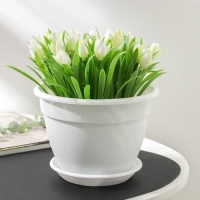 Горшок для цветов с поддоном &laquo;Антик&raquo;, 1,6 л, d=17 см, пластиковый, цвет белый