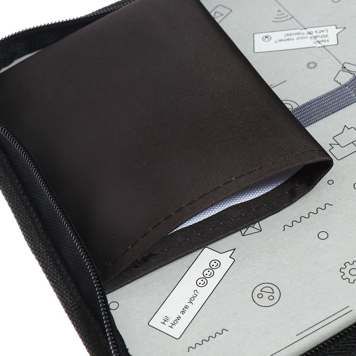 Пенал 1 секция 140 х 210 х 40 мм, откидной карман и косметичка, тканевый, Calligrata TOP Content "Маска"