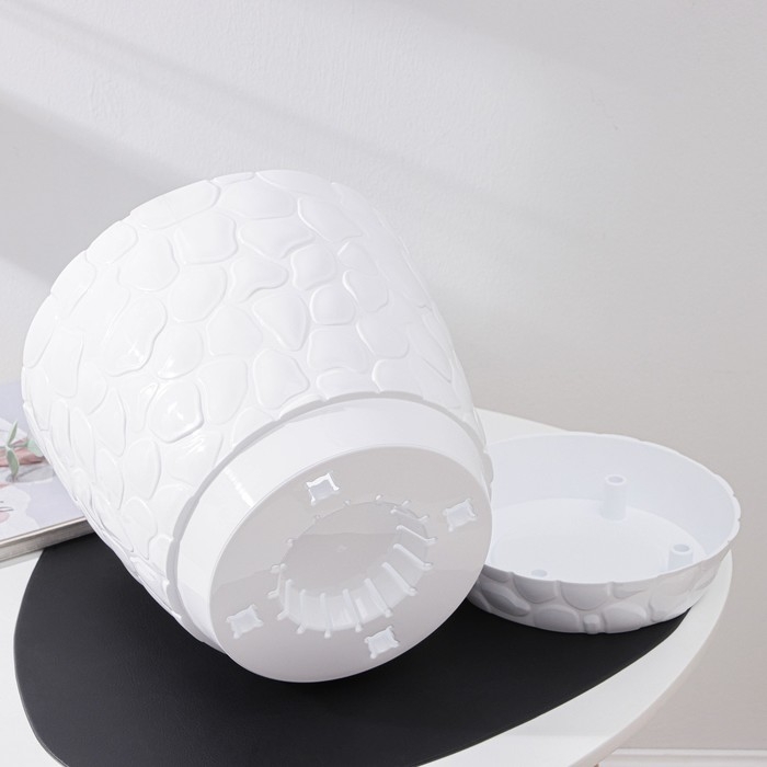 Горшок с поддоном &laquo;Камешки&raquo;, 8 л, цвет белый